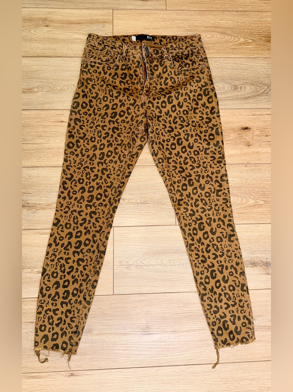KUT from the Kloth Donna Leopard Print Ankle Skinny Jeans Size 8 Stretch